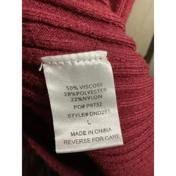 Timing Ribbed Sweater Bodycon dress  Burgundy Large - Picture 5 of 6
